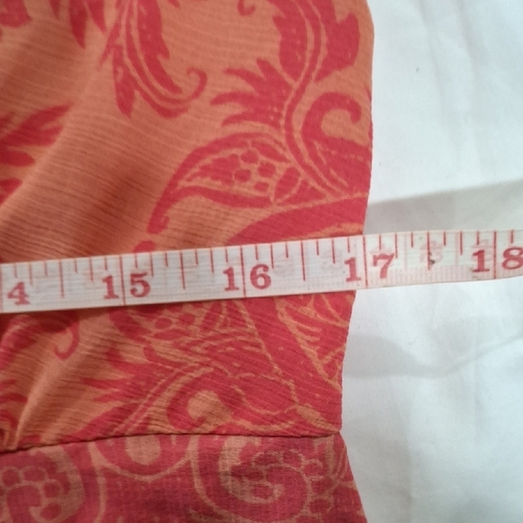 Free People Women's Coral and White Paisley Long Sleeve Dress Size M - Picture 8 of 11